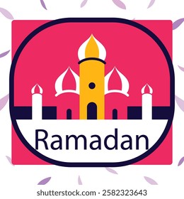 Ramadan Kareem. Set of Islamic Ramadan greeting card templates with golden crescent moon, stars and mosque.