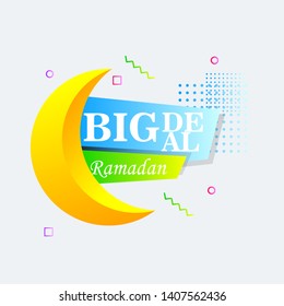 Ramadan Kareem set poster sale and label price tag design with colorfull gradient color 