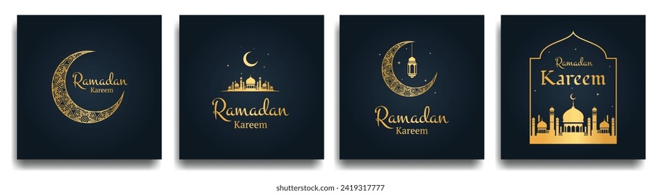 Ramadan Kareem set of posters or invitations design. Vector illustration.