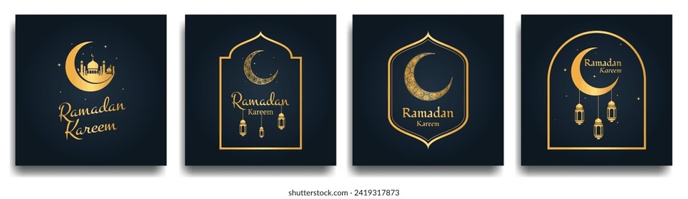 Ramadan Kareem set of posters or invitations design. Vector illustration.