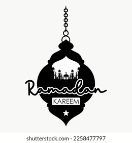 Ramadan Kareem Sign.Vector typographic illustration of handwritten Ramadan Kareem