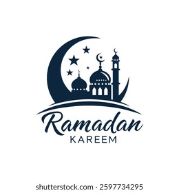 ramadan kareem silhouette logo vector line art logo design