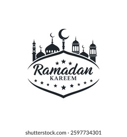 ramadan kareem silhouette logo vector line art logo design