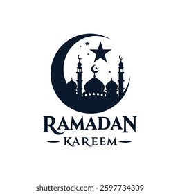 ramadan kareem silhouette logo vector line art logo design