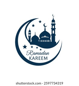 ramadan kareem silhouette logo vector line art logo design