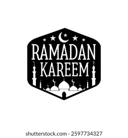 ramadan kareem silhouette logo vector line art logo design