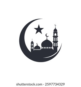 ramadan kareem silhouette logo vector line art logo design