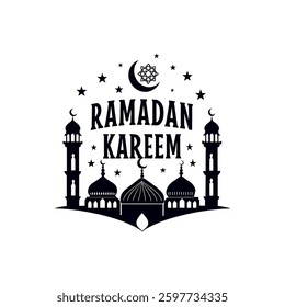 ramadan kareem silhouette logo vector line art logo design