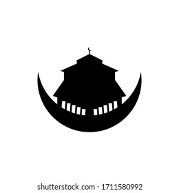 Ramadan kareem with silhouette mosque.vector