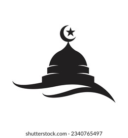 Ramadan Kareem siluet greeting card background vector design, Islamic holidays, with star lamp mosque design and Arabic writing editable black and whitevbackground free vector image