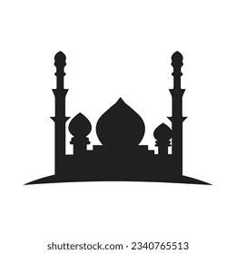 Ramadan Kareem siluet greeting card background vector design, Islamic holidays, with star lamp mosque design and Arabic writing editable black and whitevbackground free vector image