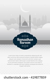 Ramadan Kareem. Simple mosque with cute background. great for card and banner
