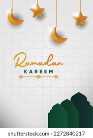 Ramadan Kareem Einfache Moschee Grüne Mondsterne