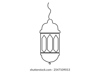 Ramadan kareem singl line art of ramadan isolated on white background outline vector art illustration
