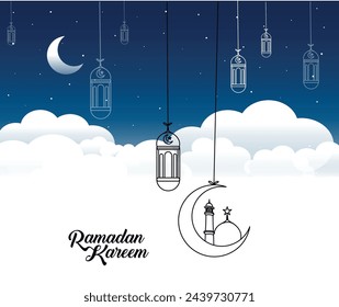 Ramadan kareem en el cielo para diseñar