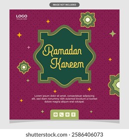 Ramadan Kareem social media banner design and simple Islamic background.