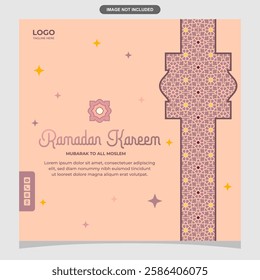 Ramadan Kareem social media banner design and simple Islamic background.