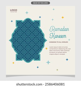 Ramadan Kareem social media banner design and simple Islamic background.