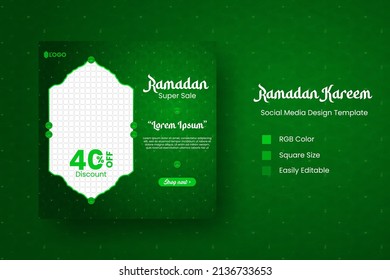 Ramadan Kareem social media big sale offer post design template