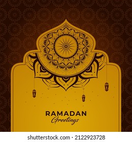 Ramadan Kareem Social Media Post Template, mandala art concept design