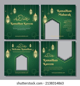 Ramadan kareem social media post template. Islamic background design with arabic calligraphy and ornament. - Translation of arabic calligraphy : Ramadan kareem