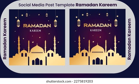 Ramadan kareem  social media post design.Vector cover background and Editable social media square instagram post islamic  ramadan template .