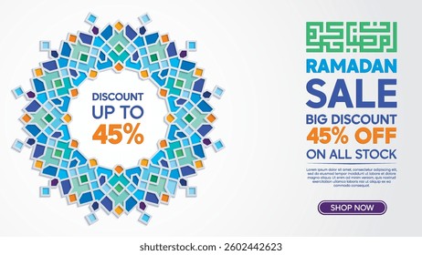 Ramadan Kareem Social Media Sale Post with Colorful Geometric Circle Ornament