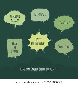 Juego de burbujas del discurso de Ramadan Kareem - Vector EPS 10