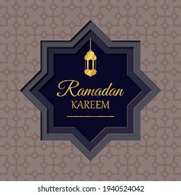 Ramadan kareem square card. Vector papercut card design. Vector illustration