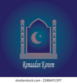 Ramadan Kareem star moon and window background. Modern Islamic greeting card template and wallpaper design. Social media poster and banner vector