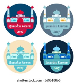 Ramadan Kareem stickers set, vector image
