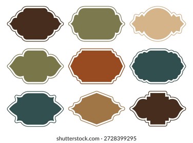 Ramadan Kareem quadro elegante definido para promoções e banners de publicidade. Quadros de estilo árabe islâmico com formas abstratas, modelos gráficos modernos para mídias sociais, posts e projetos de marketing digital.