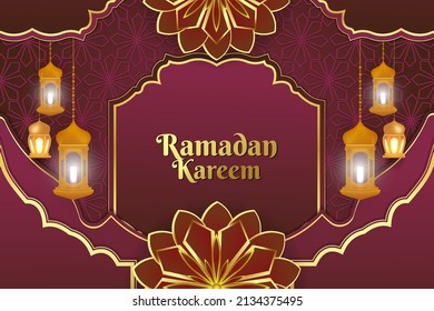 Ramadan Kareem stylish Islamic background red color with flower