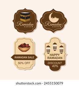 Ramadan kareem Tags sale set discount label, mega sale vector illustration	