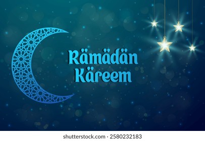 ramadan kareem template banner with beautiful islamic ornament with blue background design 12