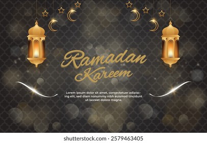 ramadan kareem template banner with islamic ornament and brown background design 3