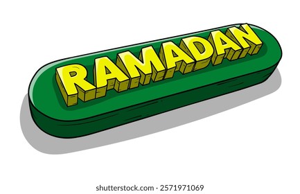 Ramadan kareem template design with 3d typography of ramadan in yellow and green design. good template for ramadan campaign
