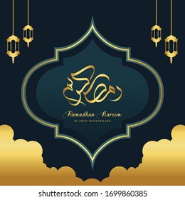Ramadan Kareem Template Design with gold color. Vector Illustration for greeting card, poster and banner.