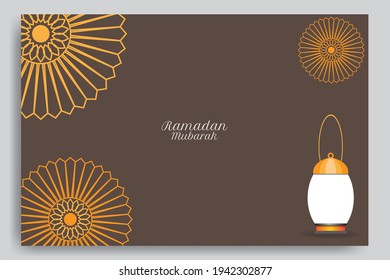 Diseño de plantilla de Ramadan kareem sobre fondo marrón. Gran vector para tarjetas de felicitación, web, promoción de ventas, marketing de productos, etc.