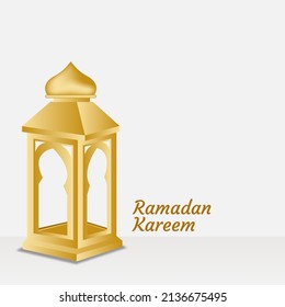 Ramadan kareem template design on white background and golden lanterns. Great for web, social media, greeting cards etc
