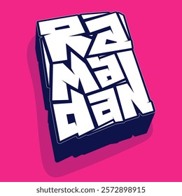 Ramadan kareem template design with ramadan text in 3d typography design and pink background. good template for ramadan kareem campaign