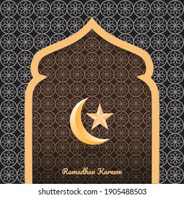 Ramadan kareem template with door and moon as background. Great vector for sales promotion, product marketing, web, social media, online shop etc.