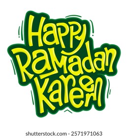 Ramadan kareem template with happy ramadan kareem typography in doodle art design. Good template for ramadan advertisement design