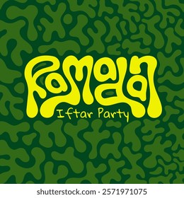 Ramadan kareem template with ramadan iftar party typography design in simple fluid background. Good template for ramadan campaign