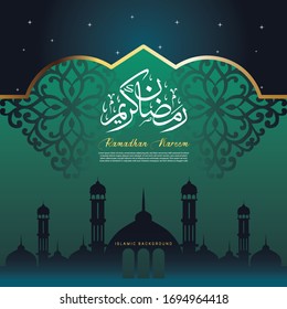 Plantilla Ramadan Kareem, con diseño mandala, vectorial Ilustración. intercambiable para tarjetas de felicitación, carteles y banners.