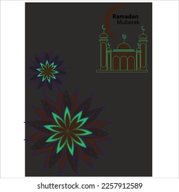Plantilla Ramadan Kareem con patrón mandala y mezquita. Antecedentes vectoriales islámicos, tradicional festival Ramadan Kareem Vector de fondo religioso