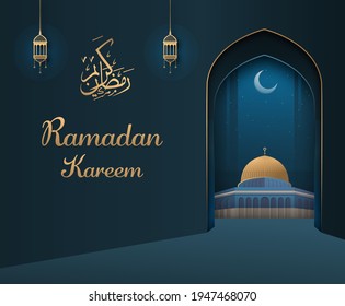 Ramadan Kareem Template Simple and Modern Concept Vector Illusration