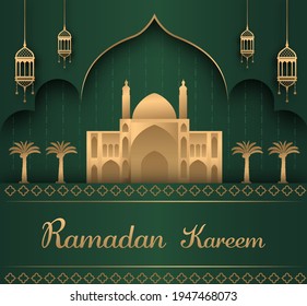 Ramadan Kareem Template Simple and Modern Concept Vector Illusration