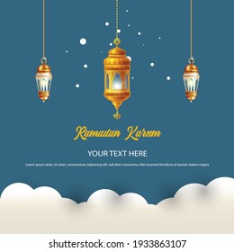 Ramadan Kareem Template Vector Lantern 