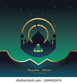 Ramadan Kareem Template vector, With mandala design and mosque. Vector Illustration